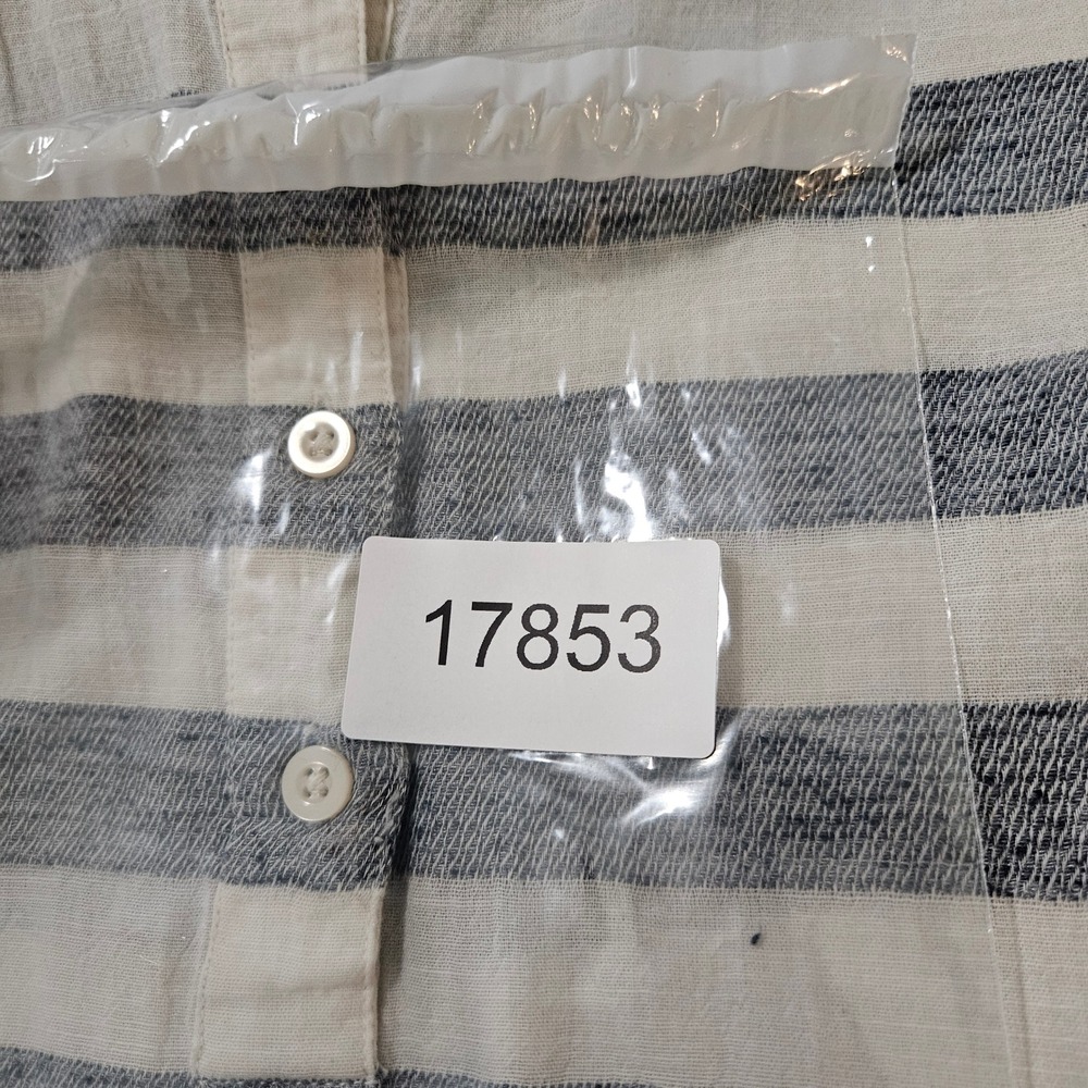 Lucky Brand Striped Peplum Blouse Women's XS Banded Collar Button Front - Picture 11 of 11